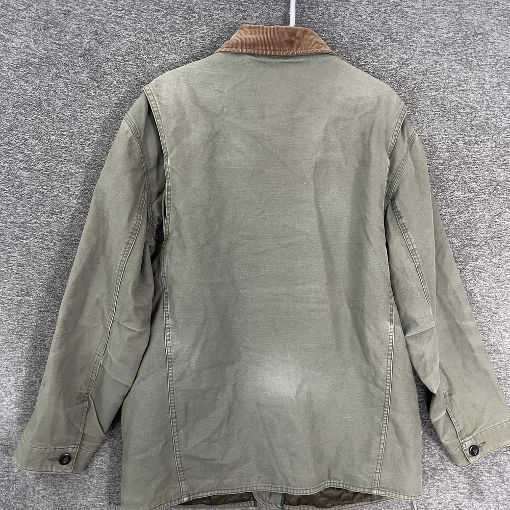 Vtg Orvis Barn Chore Coat Ames Large Forest Green Workwear Heavy Duty Distressed - Picture 11 of 13